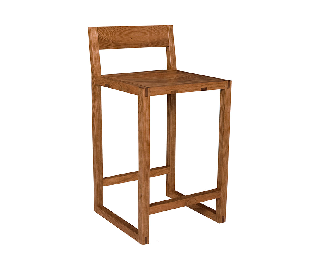 Celilo Stool in Cherry with Wood Seat, Counter Height