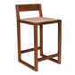 Celilo Stool in Eastern Walnut with Motivation Prussian Fabric, Counter Height