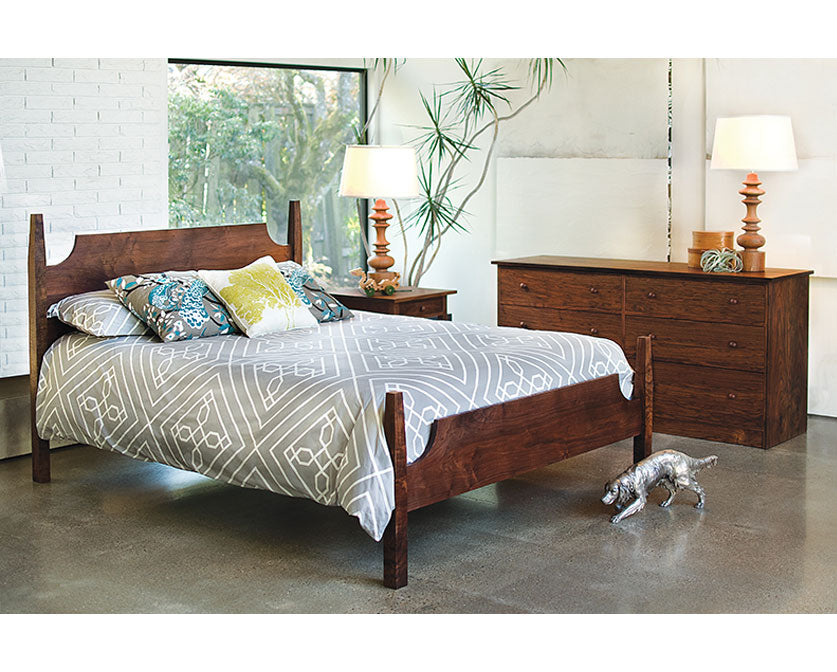 Arts and Crafts Bed in Western Walnut with Joinery Dresser