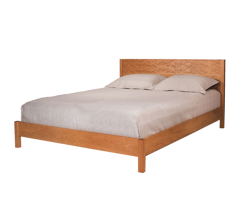 Queen Modern Simple Platform Bed in Cherry, Mattress Only Set Up