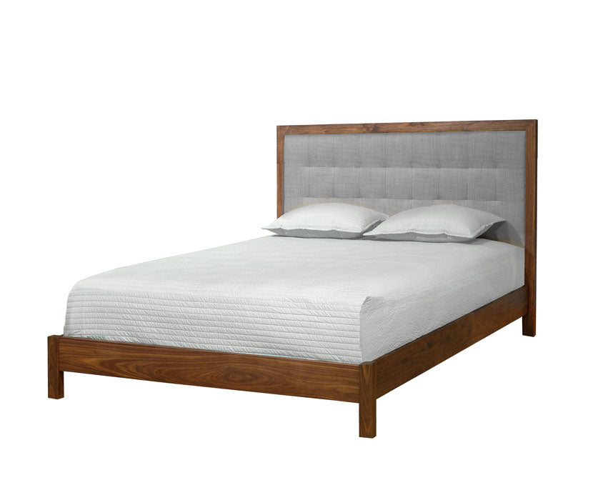 Modern Upholstered Bed in Eastern Walnut with Eco Wool Sterling