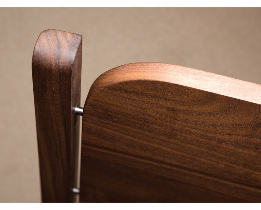 Whitman headboard detail in Eastern Walnut with Silver Pins