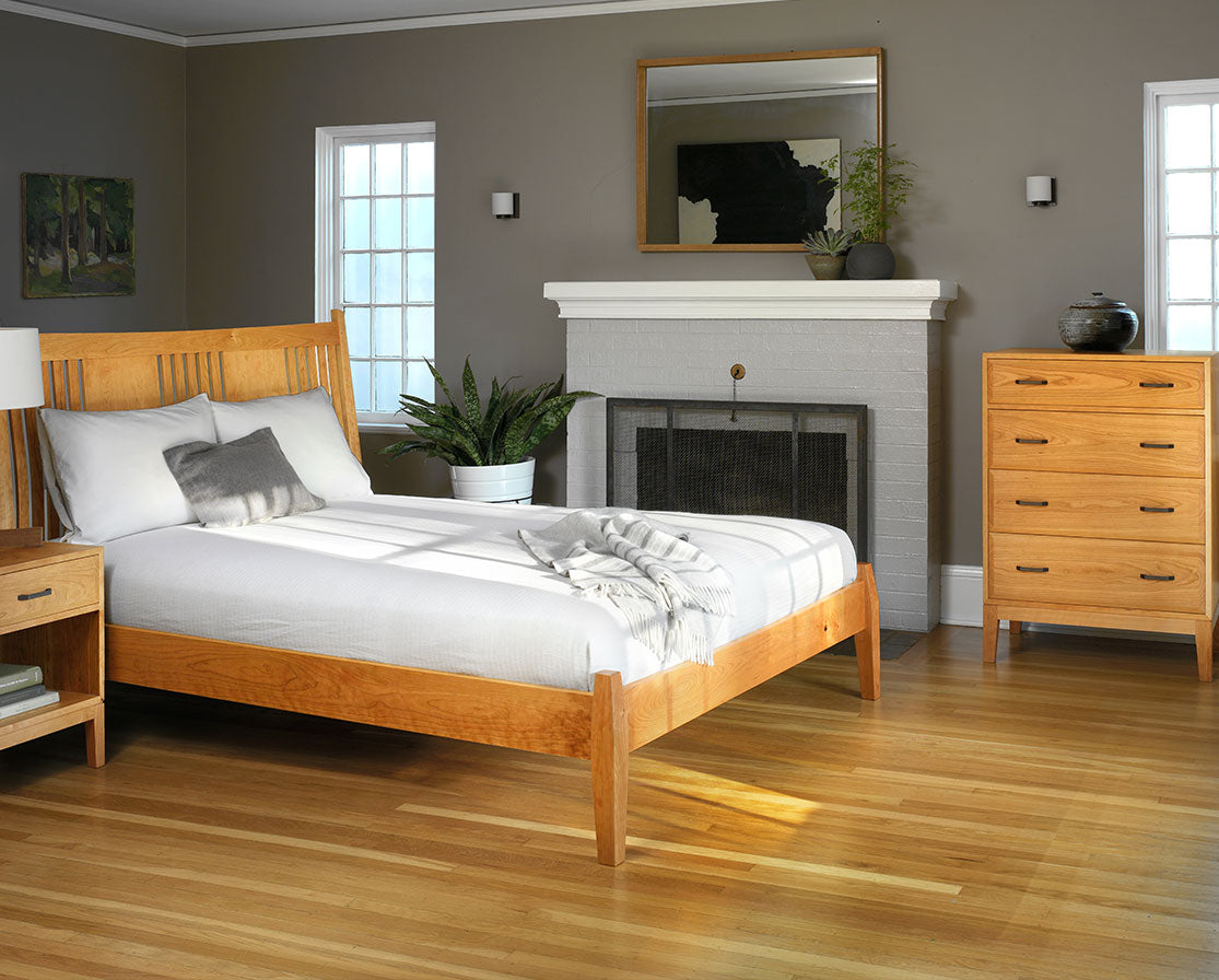 Lorelei Bed in Cherry with Corbett Nightstand and Dresser