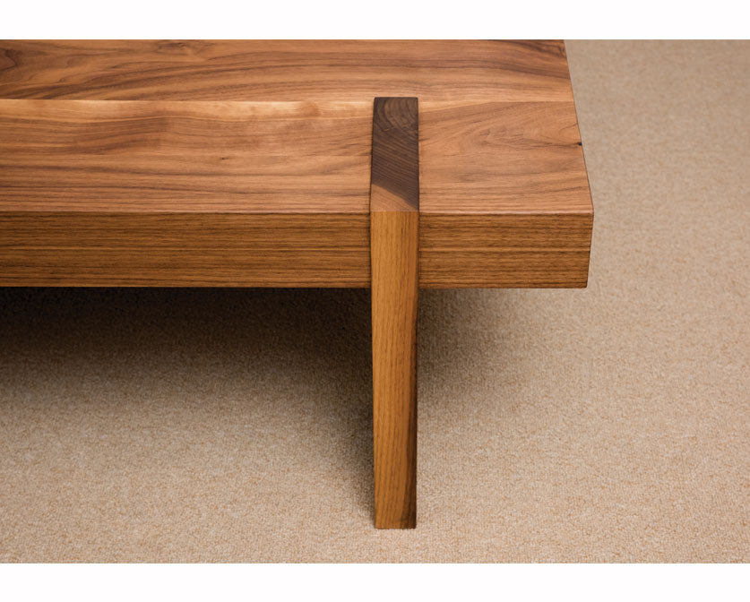 Arcadia coffee table detail in Eastern Walnut