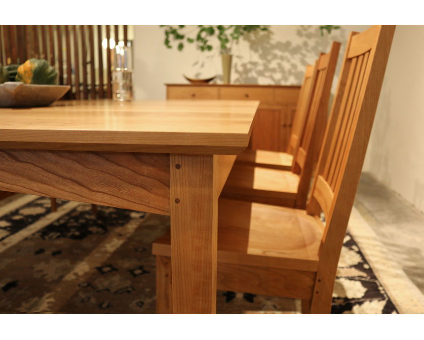 Shaker Dining Table in Cherry with Arts and Crafts Chairs with Joinery Sideboard