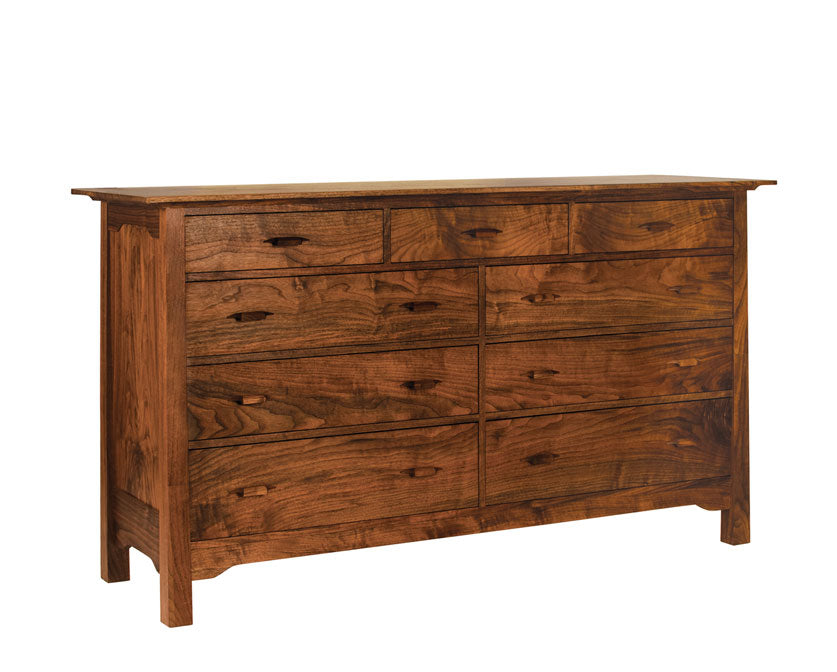 Pacific 9 Drawer Dresser in Western Walnut with Walnut Yoshinaga Pulls