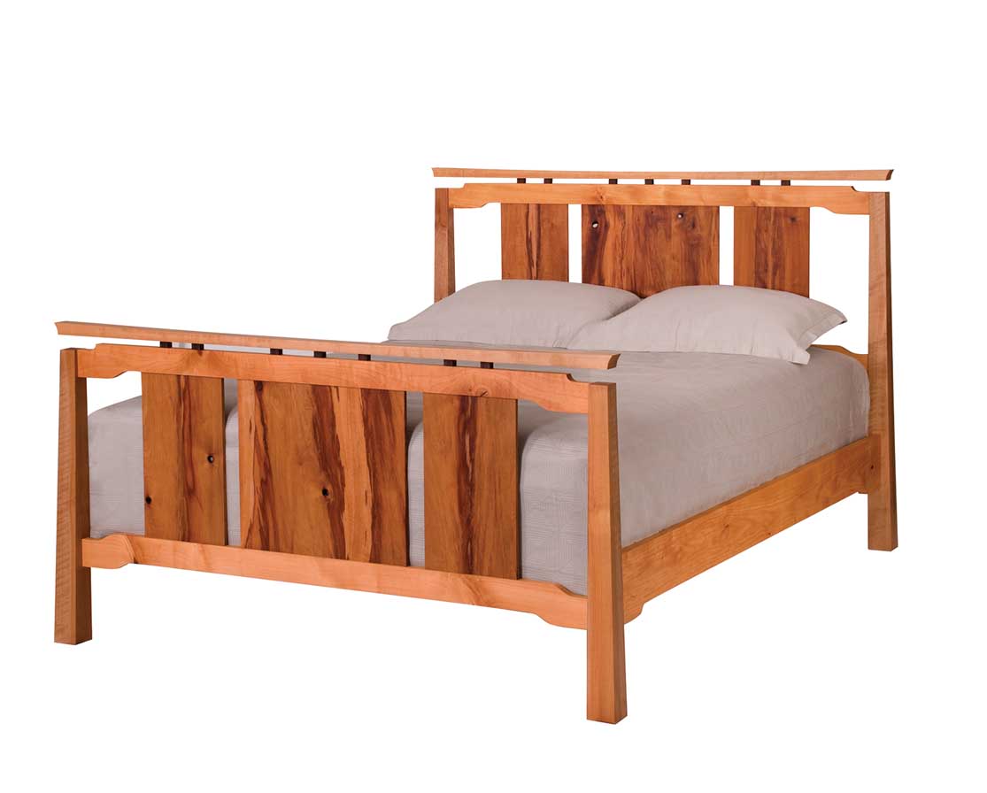 Queen Sapporo Bed in Madrone with Western Walnut Risers Mattress Only