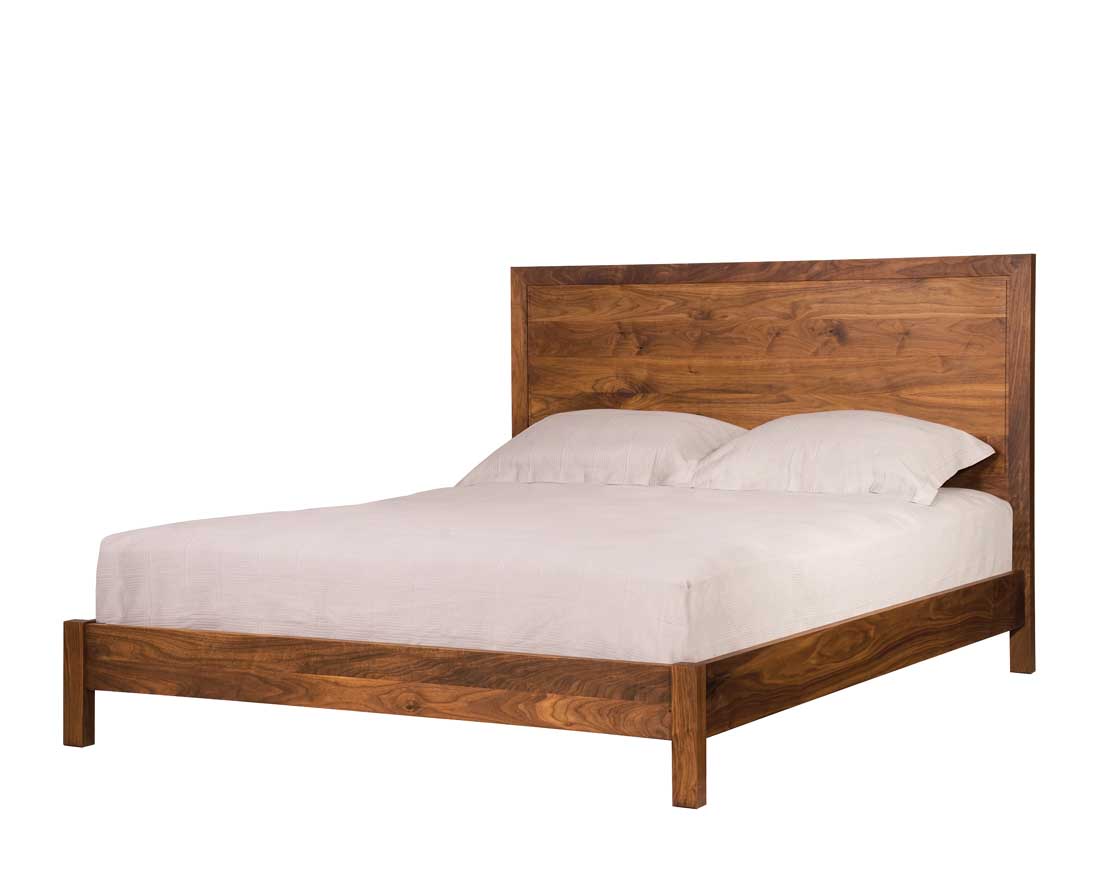 Queen Modern Panel Bed in Eastern Walnut Mattress Only