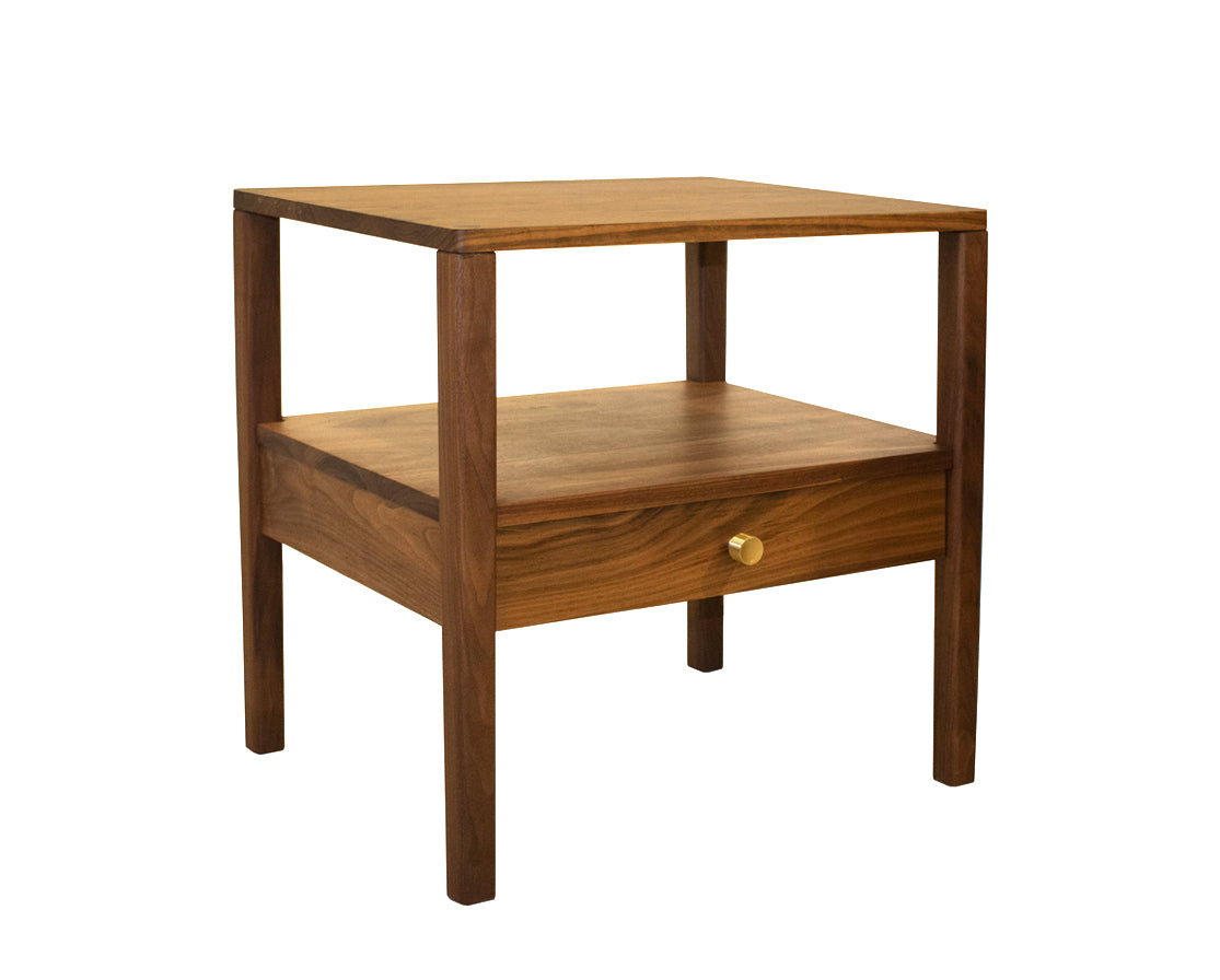 Maud nightstand in Eastern Waldnut with Brass pull