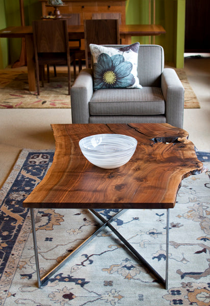 Live Edge Coffee Table with Metal Base