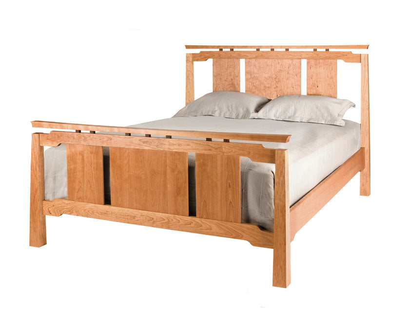 Queen Sapporo Bed in Cherry with Western Walnut risers