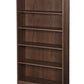 A 5-tier wooden bookcase with a dark brown walnut finish and a gently curved bottom edge, shown against a plain white background.