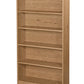 A five-tier wooden bookcase with a natural oak finish, featuring a curved bottom edge and a flat top, shown against a plain white background.