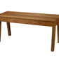 A wooden bench with a warm medium-brown finish, featuring a rectangular seat and four sturdy legs, shown against a plain white background.
