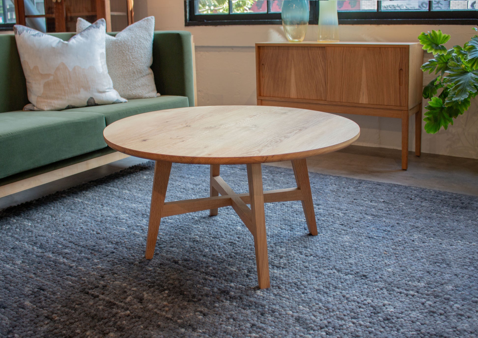 Klamath Round Handcrafted Coffee Table in Oregon White Oak