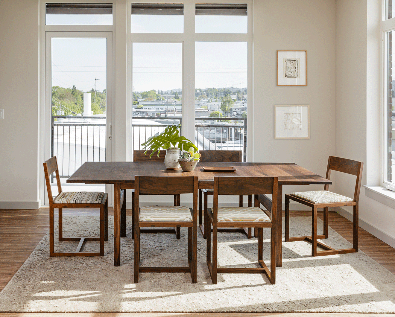 Celilo Extension Dining Table in Eastern Walnut with Celilo Dining Chairs