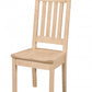 A light natural wood dining chair with a slatted backrest and straight legs, shown against a plain white background.
