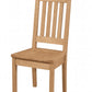 A light oak wood dining chair with a slatted backrest and a square seat, shown from a three-quarter angle on a white background.