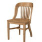 A single wooden dining chair with a slatted backrest and a curved seat, shown on a plain white background.