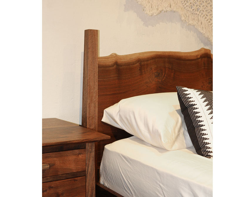 Live Edge Bed Detail with Pacific Nightstand