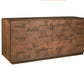 A six-drawer wooden dresser with a medium brown finish and matching wood handles, shown from a three-quarter angle on a white background.