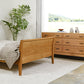 Corbett Low 6-Drawer Dresser in Cherry with black pulls with Contemporary Sleigh bed
