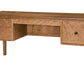 A classic wooden desk with a warm Cherry finish, featuring two drawers on the left, one drawer on the right, an open center shelf, and a slanted top, shown on a solid white background.
