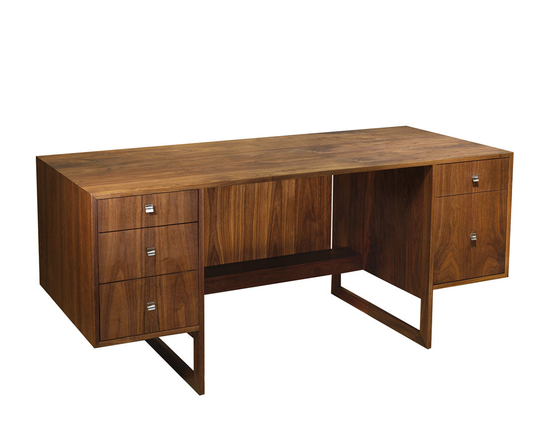 Cantilever Desk in Eastern Walnut with 1" Square Modern Knobs