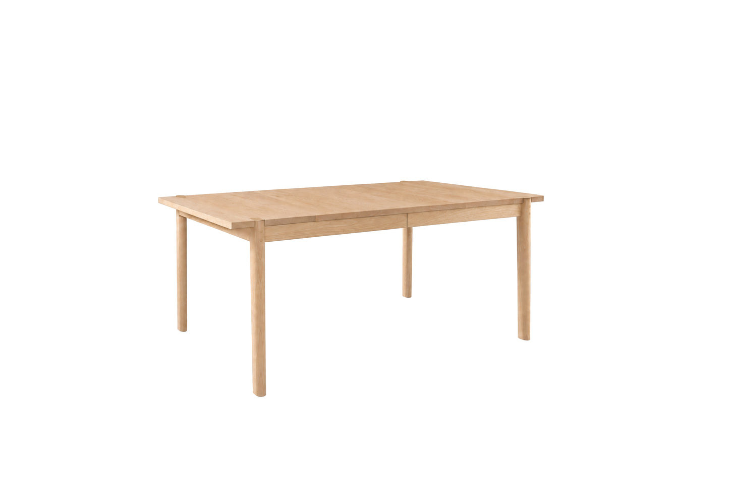 A light natural wood dining table with a rectangular top and four legs, shown on a plain white background.