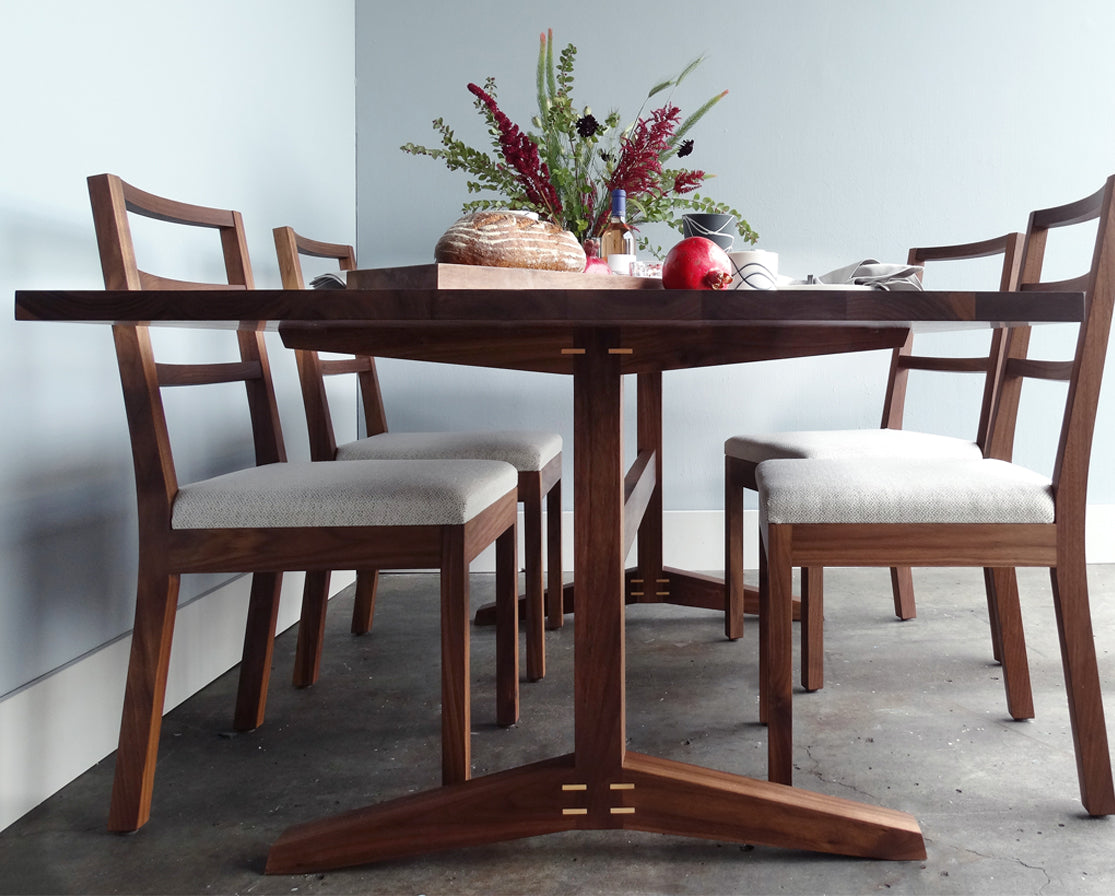 Large Hayden Dining Table in Eastern Walnut with Maple Details