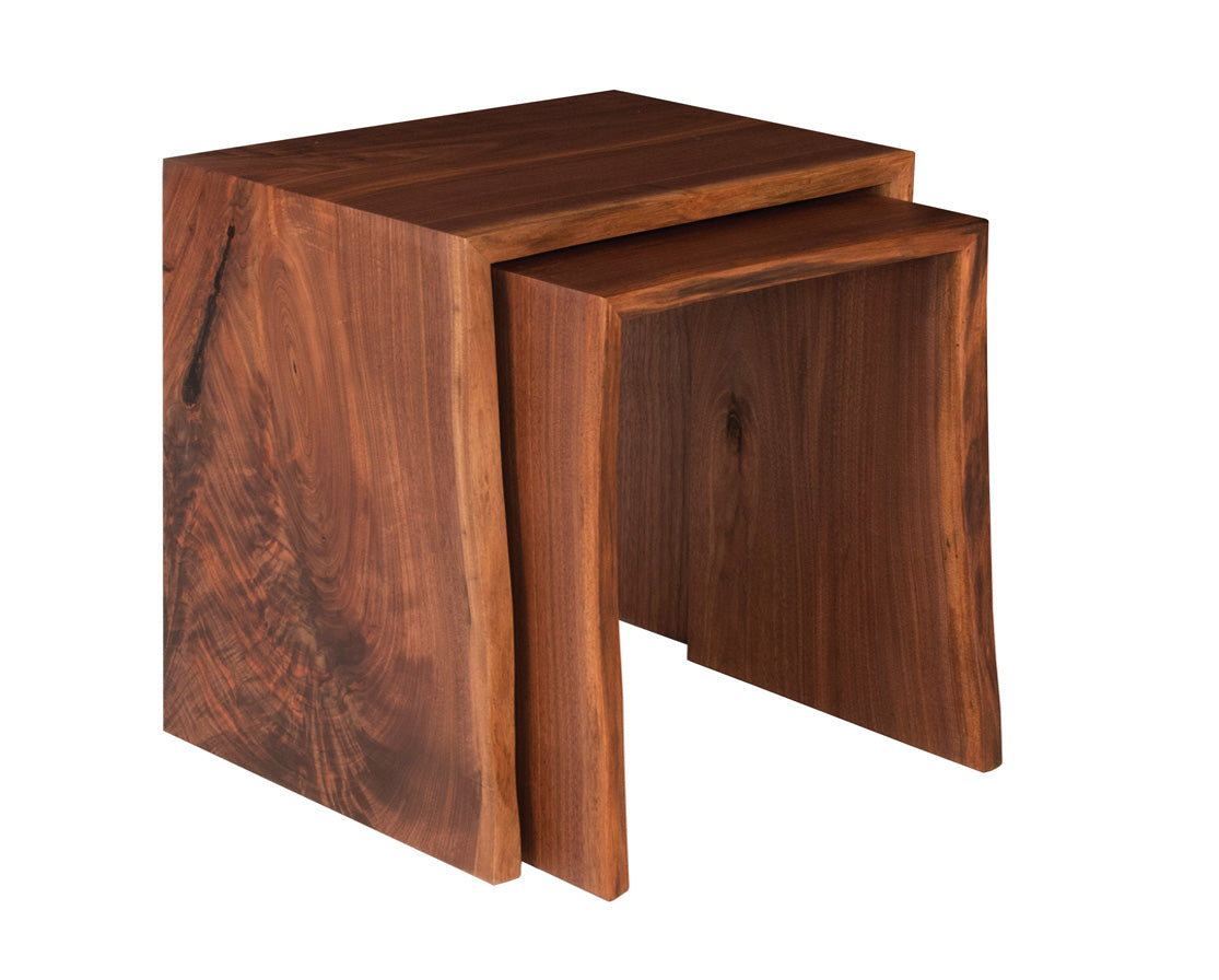 Live-Edge nesting end tables in Western Walnut