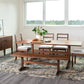 Hayden Dining Table, Chairs, and Bench in Eastern Walnut with Klamath Sideboard