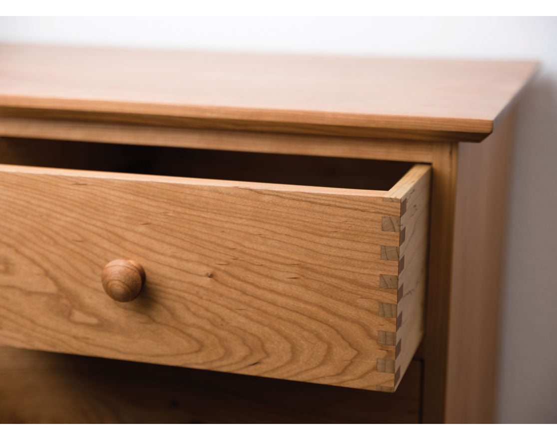 Top Edge Detail in Cherry with Thru Joint Detail on top drawer.