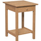 A small wooden side table with a single drawer, a round wooden knob, and an open lower shelf, shown on a plain white background.
