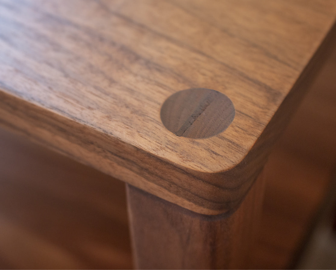 Detail of thru wedged tenon on the top of the nightstand