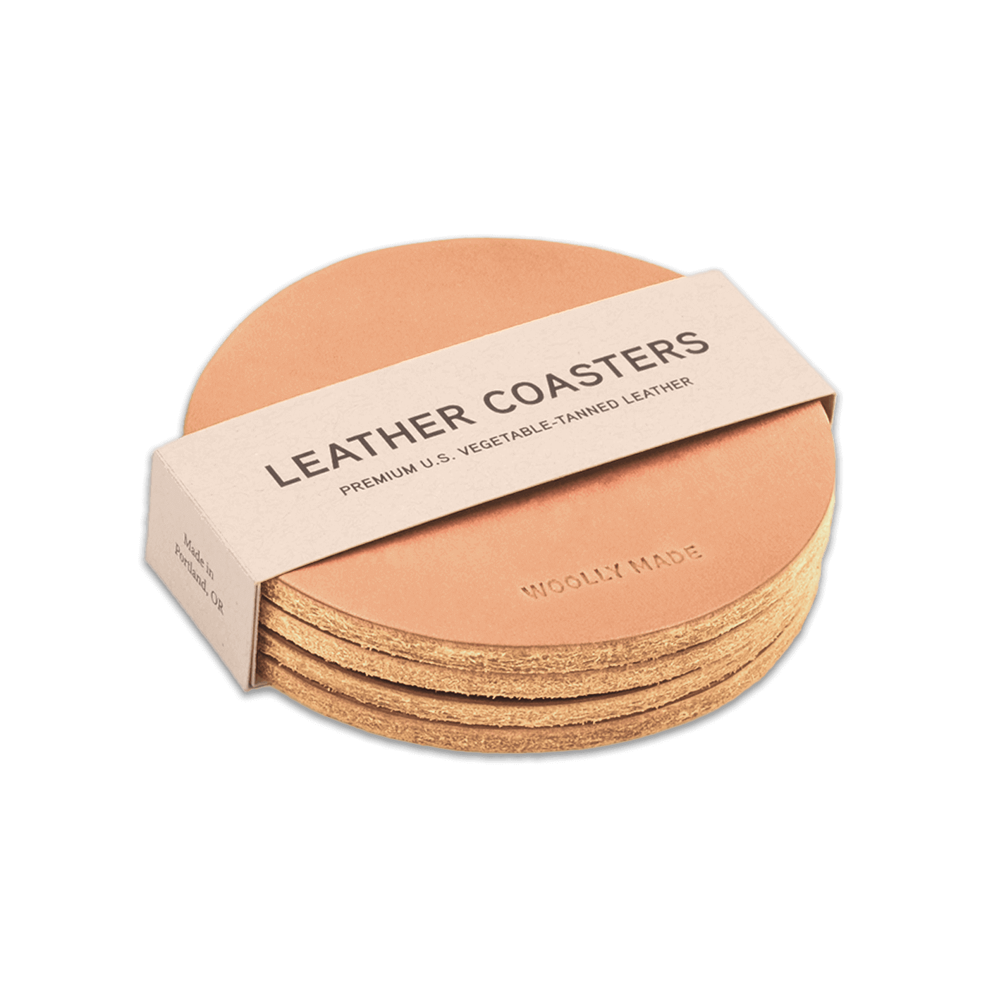 Natural leather coaster set. Made in Portland