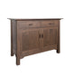 A Walut wood sideboard cabinet with two drawers on top and two paneled doors below, featuring dark wood handles, shown on a plain white background.