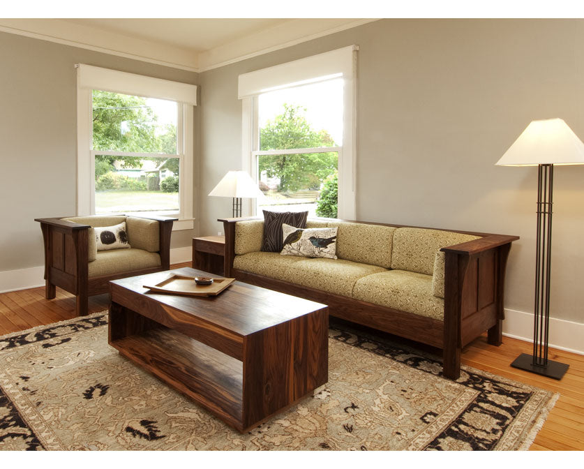 Modern End Table with Modern Coffee Table and Settle Sofa