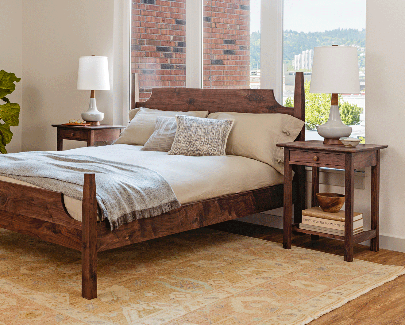 Shaker Nighstands in Western Walnut with Arts and Crafts Bed