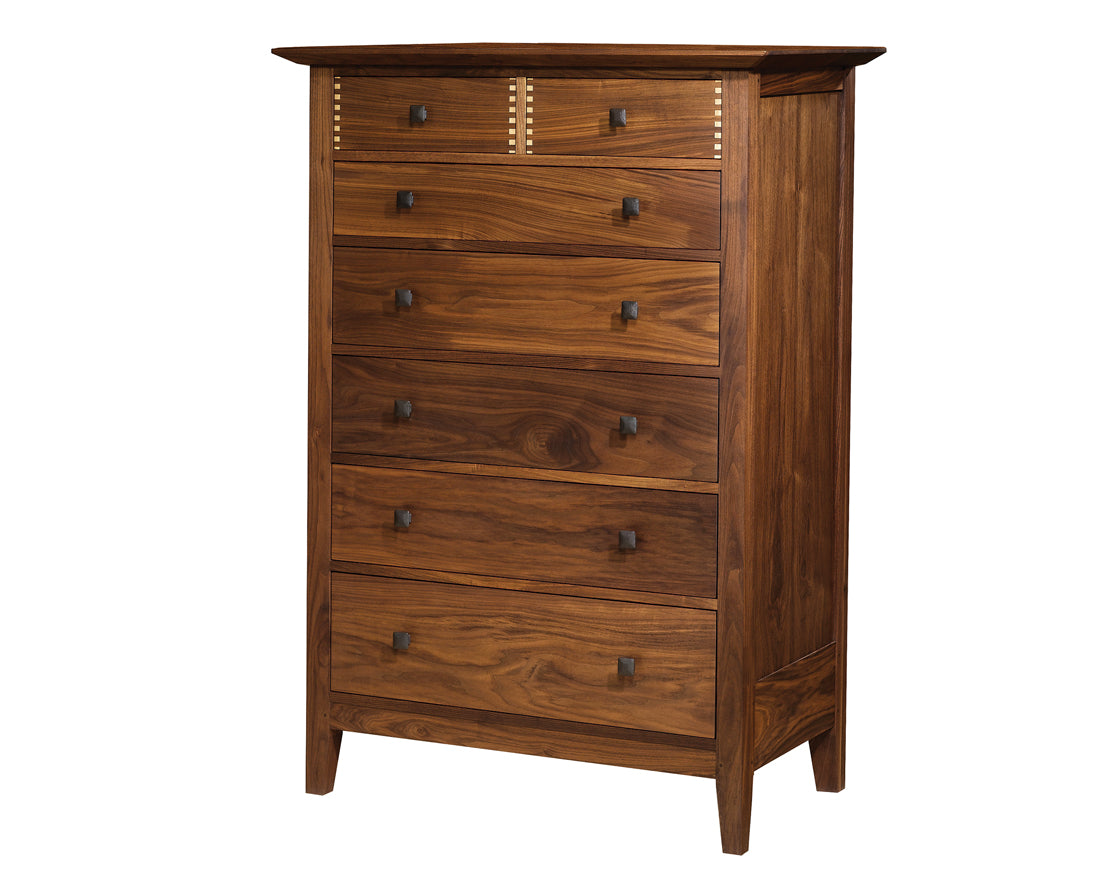 Dunning 7-Drawer in Eastern Walnut with 1 1/4" Dunning knobs and Thru Joints