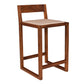 Celilo Stool in Eastern Walnut with Motivation Prussian Fabric, Counter Height
