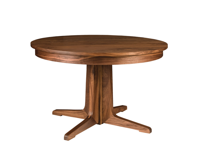 Contemporary Round Pedestal Dining Table in Eastern Walnut
