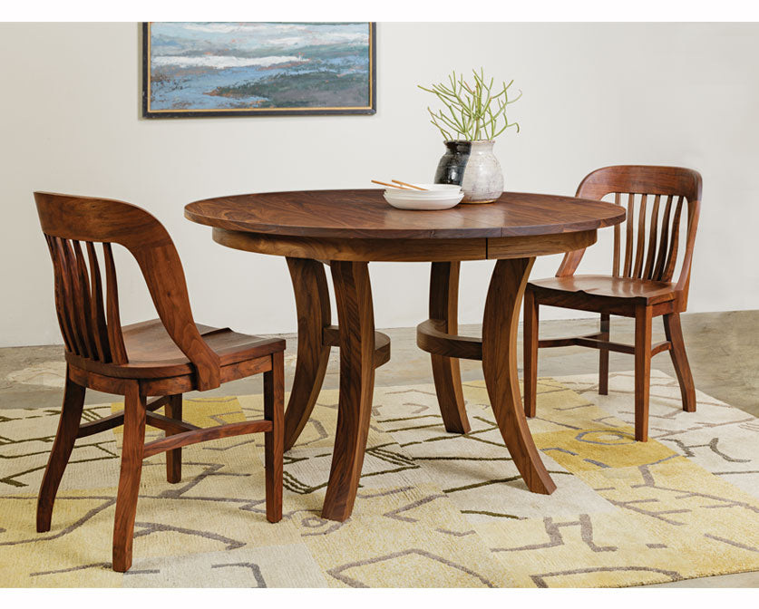 Jost Dining Table in Western Walnut with Banjo Chairs
